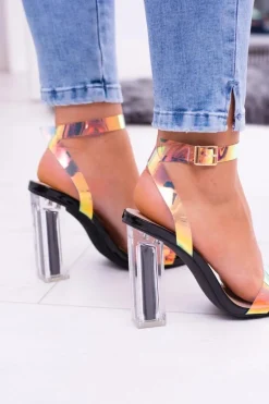 Lu Boo Czarne Sandały Transparentny Słupek Mirage