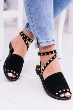 Lu Boo Czarne Stylowe Sandały Pari