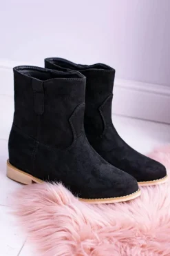 Lu Boo Czarne Wsuwane Botki Za Kostkę Trinity