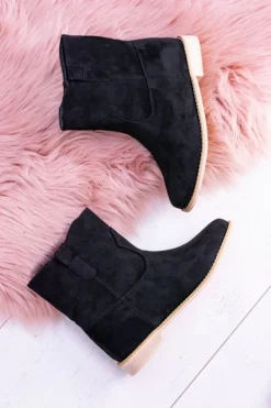 Lu Boo Czarne Wsuwane Botki Za Kostkę Trinity