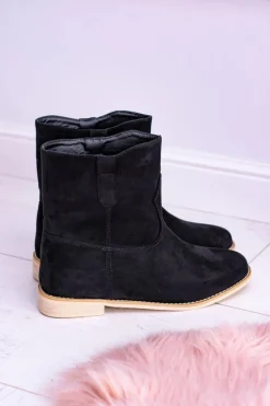 Lu Boo Czarne Wsuwane Botki Za Kostkę Trinity