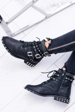 Lu Boo Damskie Botki Verona Z Ćwiekami Kolce Klamry Rock