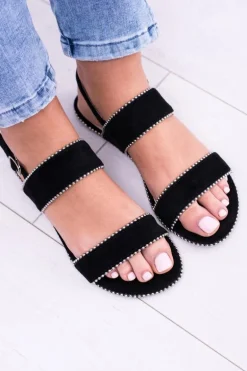 Lu Boo Damskie Czarne Sandały Dżety Noeli