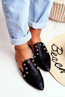 Lu Boo Damskie Klapki Czarne Seniorita