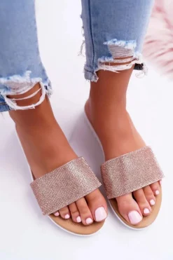 Lu Boo Damskie Klapki Z Cekinami Champagne Goodies