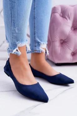 LU BOO Granatowe Balerinki Moments z Odpinaną Kokardą