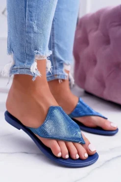 Lu Boo Gumowe Damskie Klapki Japonki Z Cekinami Anika