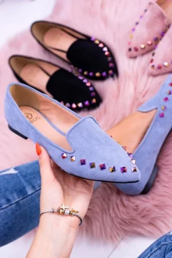 Lu Boo Niebieskie Lordsy Opalizujące Dżety Zamsz Spike