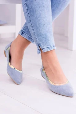 Lu Boo Niebieskie Transparentne Holograficzne Balerinki w Szpic Lison