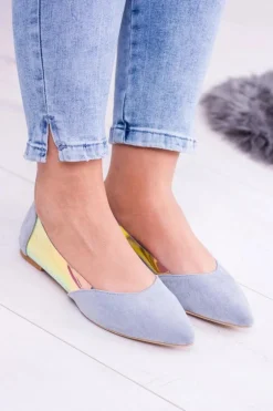 Lu Boo Niebieskie Transparentne Holograficzne Balerinki w Szpic Venessa