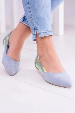 Lu Boo Niebieskie Transparentne Holograficzne Balerinki w Szpic Venessa