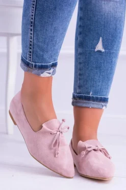 Lu Boo Różowe Baleriny W Szpic Lordsy Zamsz Feliciano