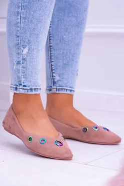 Lu Boo Różowe Baleriny W Szpic Benzynowe Oczka Octavia