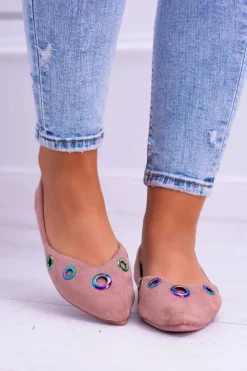 Lu Boo Różowe Baleriny W Szpic Benzynowe Oczka Octavia