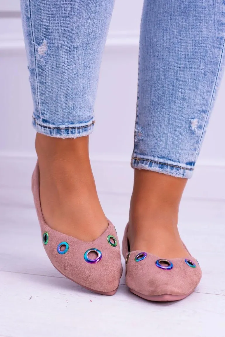 Lu Boo Różowe Baleriny W Szpic Benzynowe Oczka Octavia