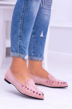 Lu Boo Różowe Lordsy Opalizujące Dżety Zamsz Spike