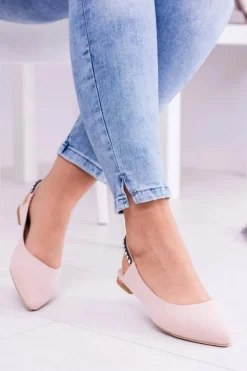 Lu Boo Różowe Zamszowe Balerinki w Szpic Cyrkonie Macron