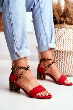 Lu Boo Sandałki Czerwone Panterka Na Słupku Dora