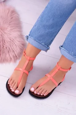Lu Boo Sandałki Rzymianki Japonki Lento Neon Róż