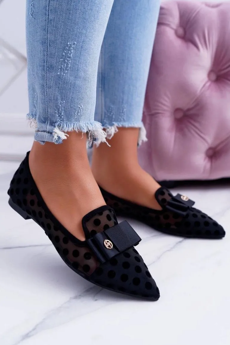 Lu Boo Siatkowe Baleriny Czarne Lordsy Mamba