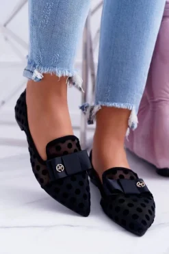 Lu Boo Siatkowe Baleriny Czarne Lordsy Mamba