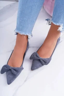 LU BOO Szare Balerinki Moments z Odpinaną Kokardą