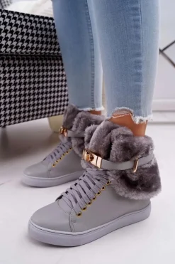Lu Boo Szare Botki z Futerkiem Gisele