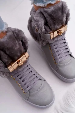 Lu Boo Szare Botki z Futerkiem Gisele