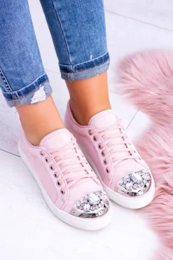 Lu Boo Trampki z Błyszczącymi Kryształami Pudrowy Róż