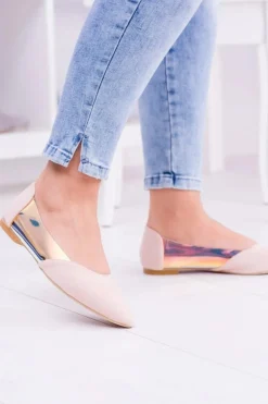 Lu Boo Transparentne Holograficzne Balerinki w Szpic Venessa