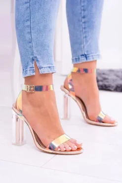 Lu Boo Transparentne Sandały Złoty Róż Mirage