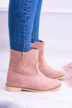 Lu Boo Wsuwane Damskie Botki Za Kostkę Pudrowy Róż Trinity