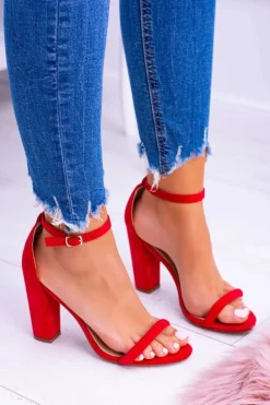 Lu Boo Zamszowe Czerwone Sandały Na Słupku Ripley