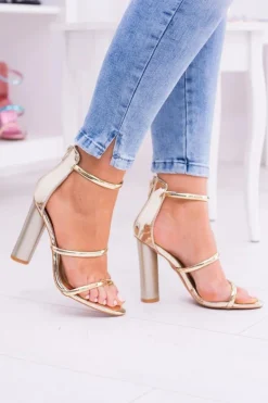 Lu Boo Złote Sandały Na Słupku Lissa