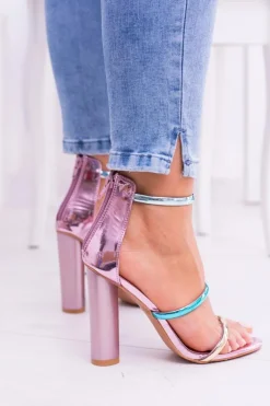 Lu Boo Złoty Róż Sandały Na Słupku Lissa