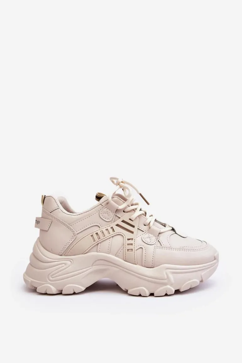 Masywne Damskie Buty Sportowe Sneakersy Beżowe Toderus