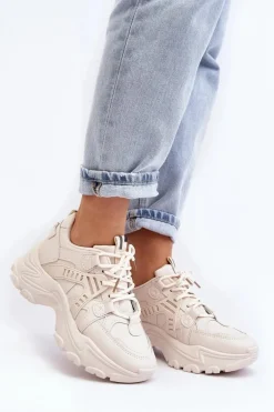 Masywne Damskie Buty Sportowe Sneakersy Beżowe Toderus