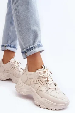 Masywne Damskie Buty Sportowe Sneakersy Beżowe Toderus