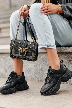 Masywne Damskie Buty Sportowe Sneakersy Czarne Toderus