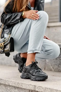 Masywne Damskie Buty Sportowe Sneakersy Czarne Toderus