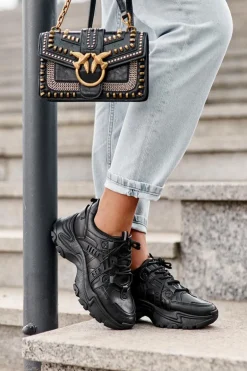 Masywne Damskie Buty Sportowe Sneakersy Czarne Toderus