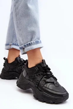 Masywne Damskie Buty Sportowe Sneakersy Czarne Toderus