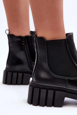 Masywne Skórzane Botki Sztyblety Czarne Orryss