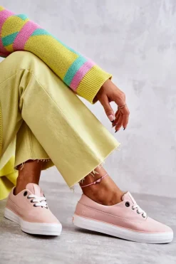 Materiałowe Damskie Tenisówki Big Star KK274020 Nude