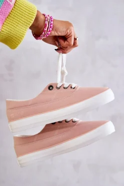 Materiałowe Damskie Tenisówki Big Star KK274020 Nude