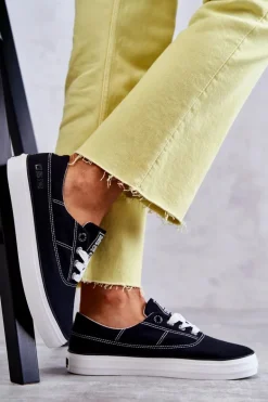 Materiałowe Damskie Tenisówki Big Star KK274019 Czarne