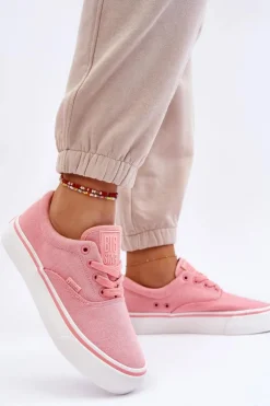 Materiałowe Tenisówki Na Platformie Big Star LL274147 Różowe