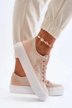 Materiałowe Trampki Damskie Lee Cooper LCW-24-31-2196 Beżowe