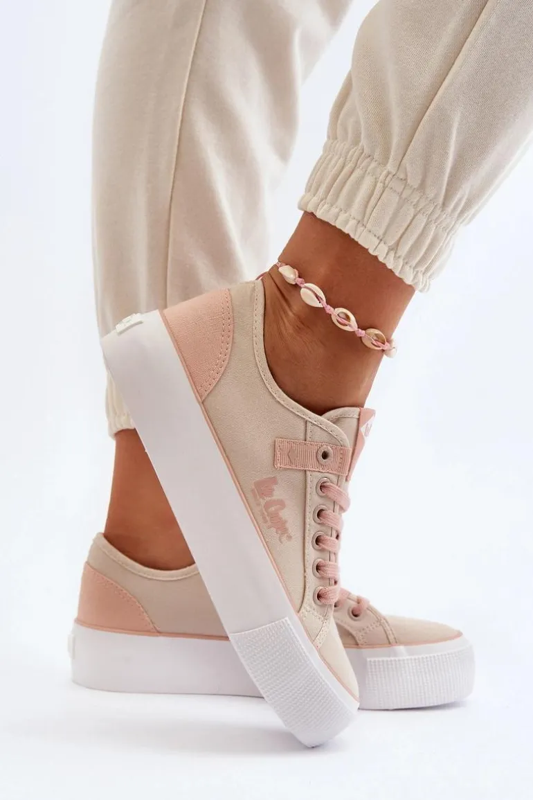 Materiałowe Trampki Damskie Lee Cooper LCW-24-31-2196 Beżowe