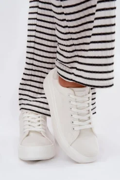 Materiałowe Trampki Damskie Na Platformie Big Star RR274463 Białe